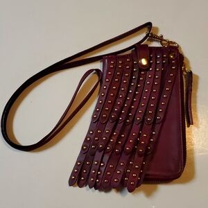 Free People Iphone/Wallet Leather Studded Fringed Zip/ Snap closures